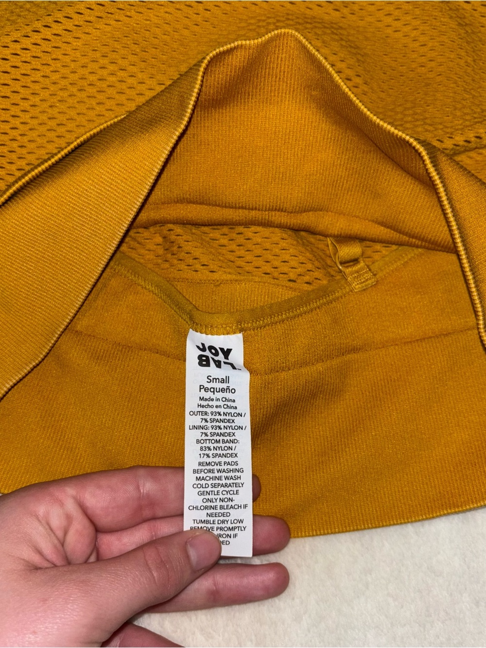 JoyLab Mustard Yellow Mesh Racerback Crop Top - Picture 5 of 5